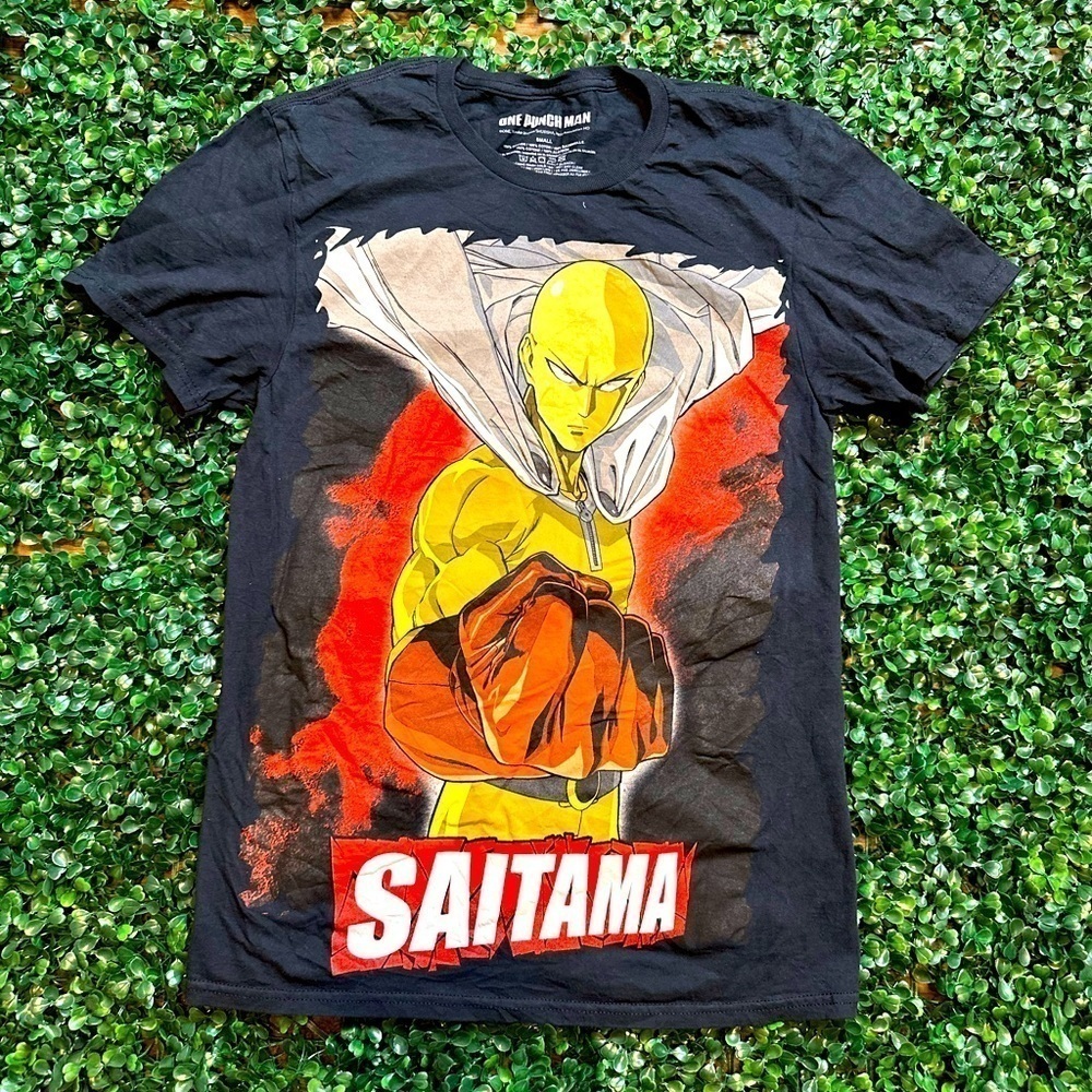 One Punch Man Saitama Anime Graphic T-Shirt Small Black Short Sleeve Comic